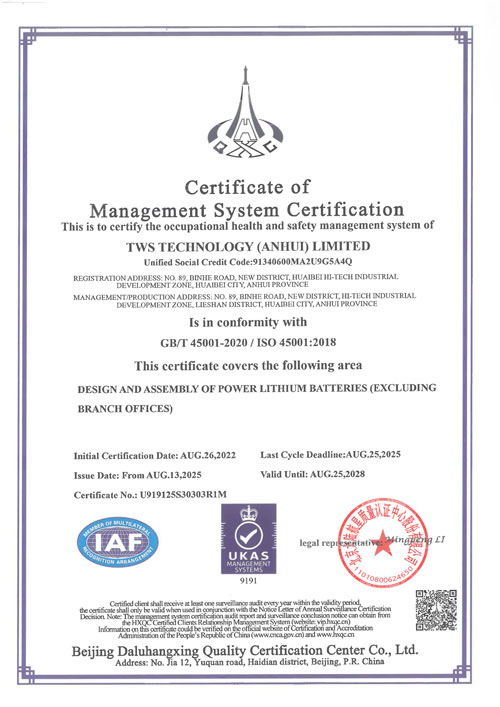ISO 450012018 Occupational Health and Safety Management System Certificate
